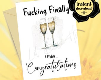 Finally Wedding Card, Congratulations Printable, Marriage Digital Download