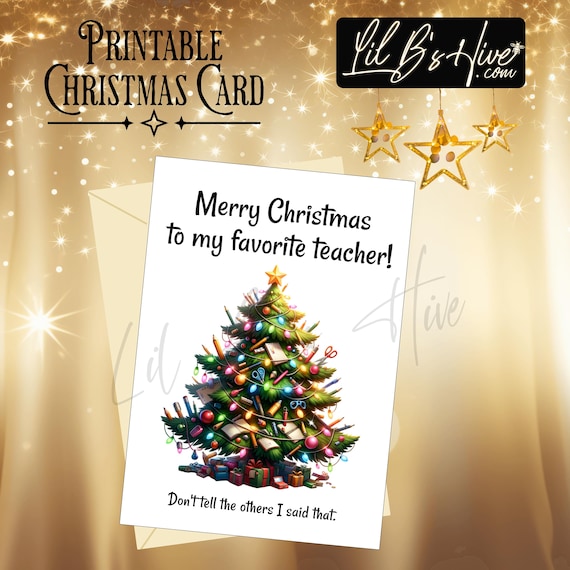 Favorite Teacher Christmas Printable Card