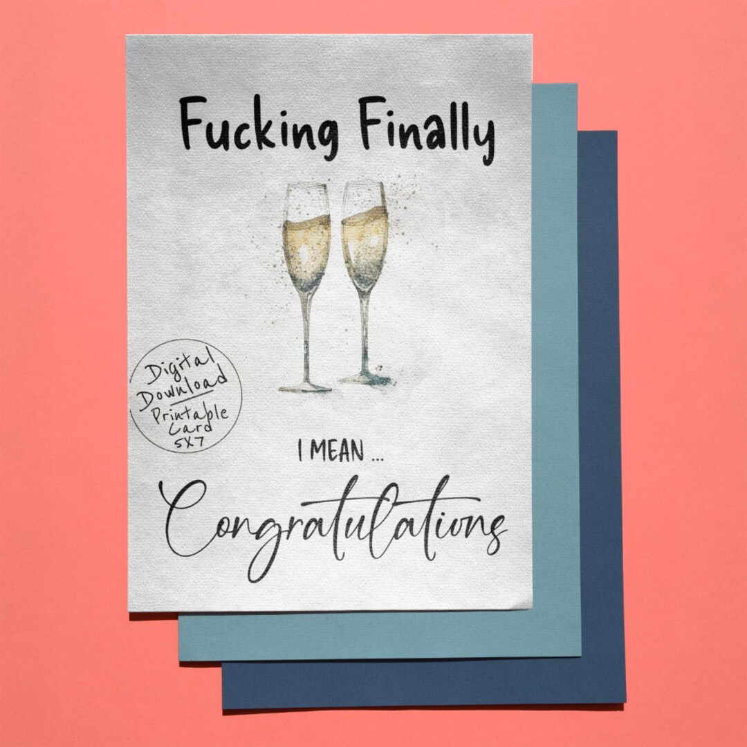Funny Wedding Printable Greeting Card, Marriage Card, Instant Download ...