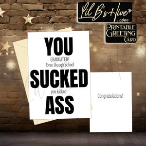Tarjeta de felicitación imprimible "Graduado", descarga digital, para graduados, estudiantes de secundaria y universitarios.