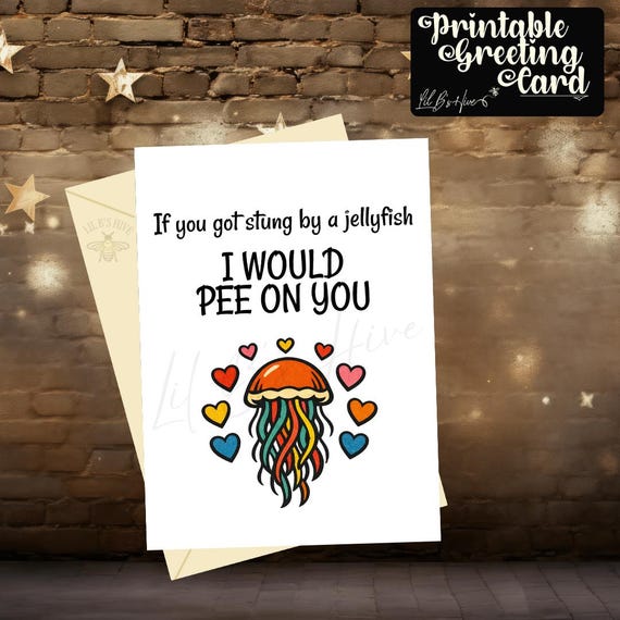 Jellyfish Sting Valentine's Day Printable Card