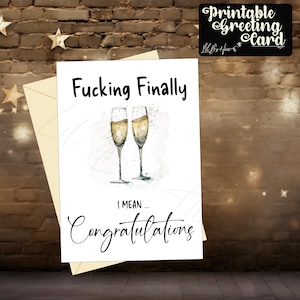 Finally Wedding Printable Greeting Card, Marriage Digital Download Card, Instant Wedding Card