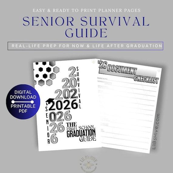 Senior Survival Guide & Planner| Printable Planner PDF for High School Seniors | College Prep | Career Planning | Military | Budgeting