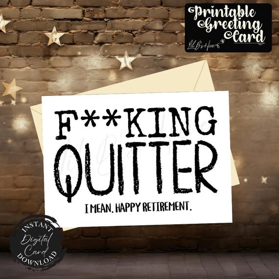 Sweary Retirement Printable Greeting Card