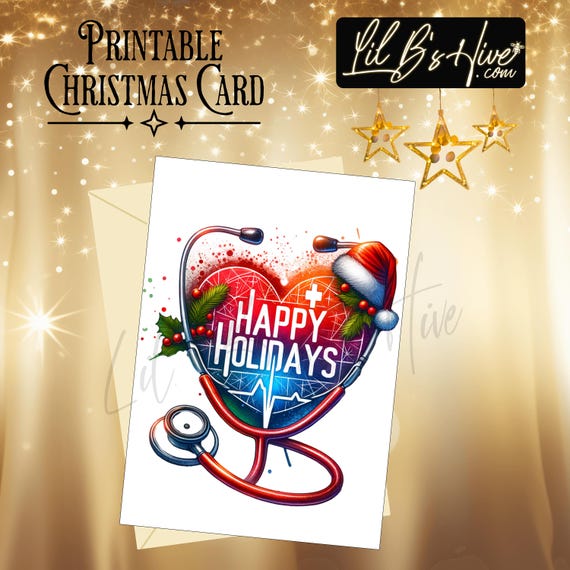 Medical Professional Themed Printable Christmas Card