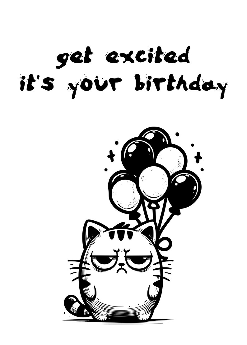 Funny Grumpy Cat Birthday Printable Greeting Card | Sarcastic Digital ...