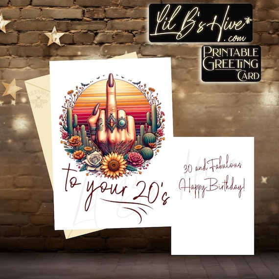 30th Birthday Adult Humor Printable Greeting Card