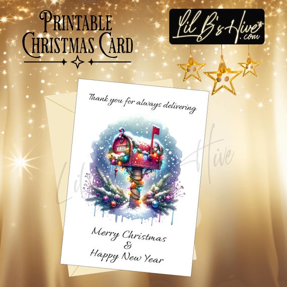 Mail Carrier Happy Holidays Printable Card