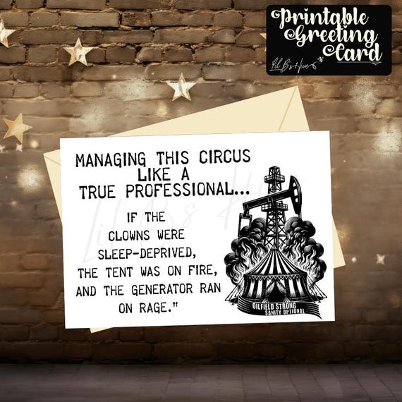 Oilfield Management Like a Pro Printable Card