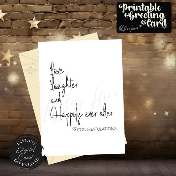 Happily Ever After Wedding Printable Card