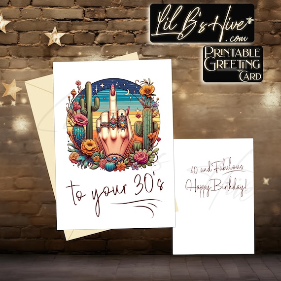 40th Birthday Adult Humor Printable Greeting Card