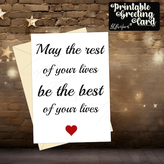 Best Lives Wedding Printable Card