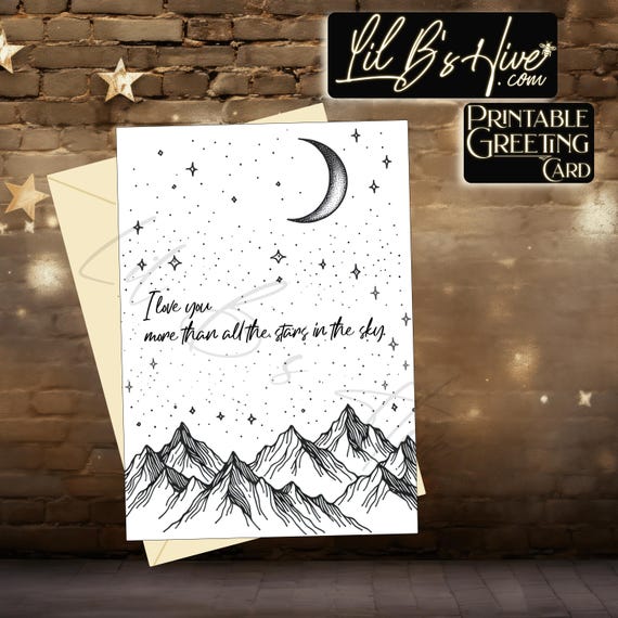 Love more than stars Printable Card for any Occasion