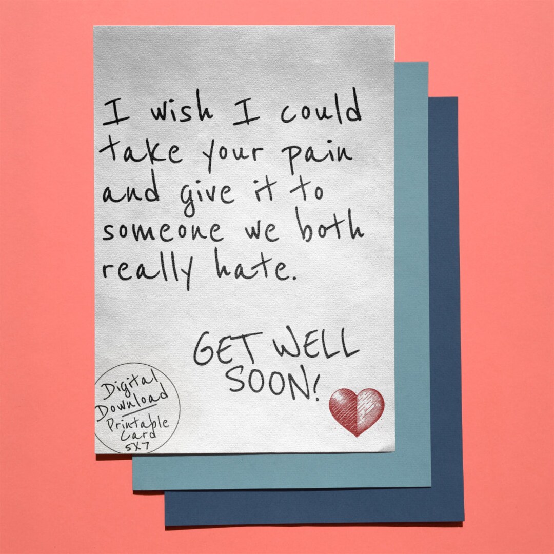 Get Well Printable Card, Instant Download, PDF, JPEG, Feel Better Card ...