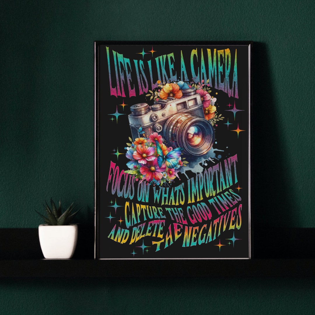 Printable Life is Like a Camera Wall Art, Digital Download, Quote Wall ...