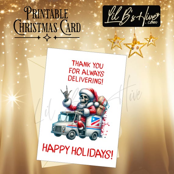 Mail Carrier Happy Holidays Printable Card