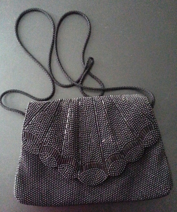 Vintage Black Beaded Bag - image 1