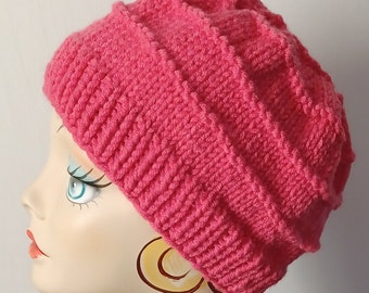 Handknit Hat for Women/Teens  Pink