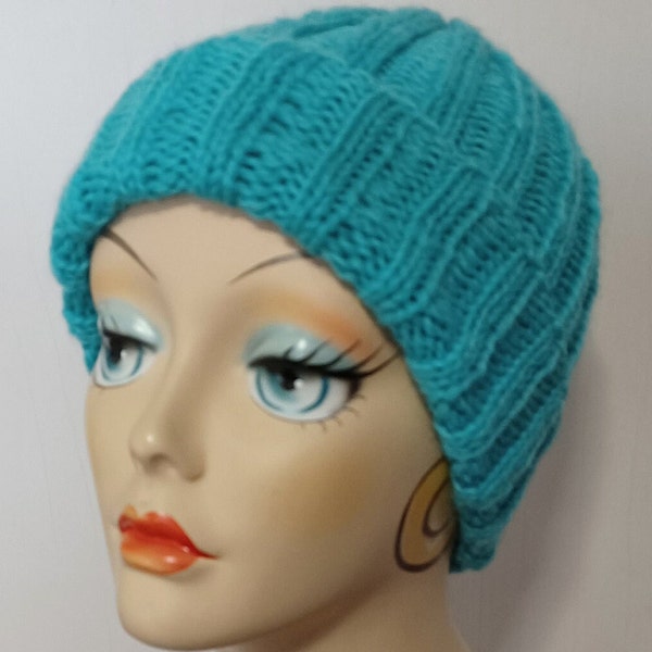 Handknit Ribbed Beanie  Unisex  Men Women Children Teens