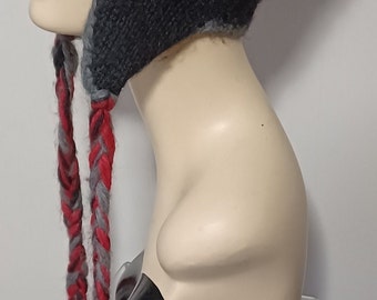 Handknit Hat with Ties  Alpaca  Women  Teens  Warm  Soft