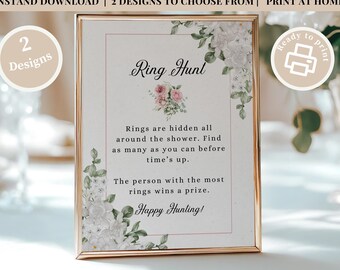 Bridal Shower Ring Hunt Game Printable Elegant Floral Theme Fun Game for Bridal Shower Instant Download Bridal Shower Games