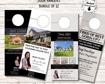 Real Estate Door Hanger Bundle  Marketing Tag Set  Canva Template  Instant Download  Farming Kit  Realtor Farming | Door Tag | Download