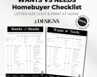 Home Buyer Checklist House Hunting Planner First Time Buyer Guide Real Estate Printable Digital Property Comparison Realtor Tool Organizer