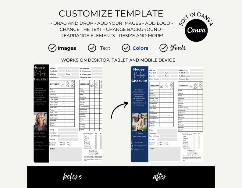 House Hunting Checklist Canva Template: Realtor Tool for First-time ...