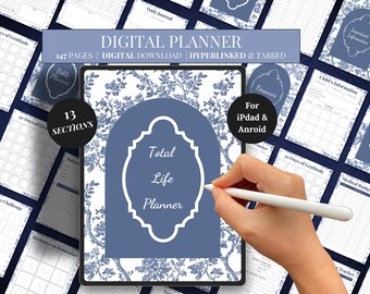 Digital Life Planner for Goodnotes iPad Android Busy Moms Working Women Students Daily Journal Goal Setting and Meal Planning