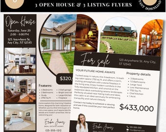 Real Estate Marketing Flyers Canva Template: Professional Realtor Branding Property Listing Design