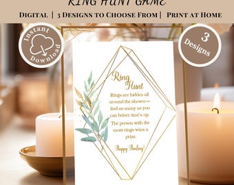 Ring Hunt Bridal Shower Game Digital Download Funny Party Games for Adults Elegant Gold Wedding Shower Bridal Shower Activities