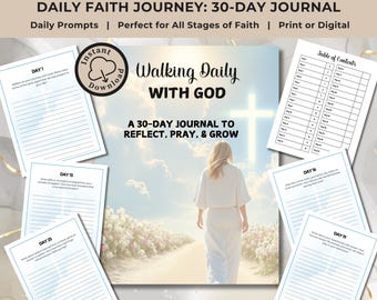 Christian Prayer Journal Printable PDF Daily Prayer Planner Bible Study Guide Prayer Diary Thirty Day Devotional Christian Planner Bible
