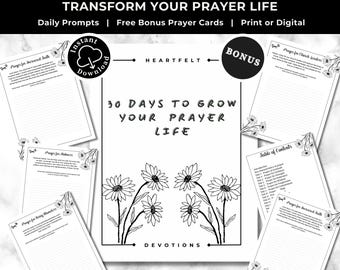 Daily Prayer Journal for Women Digital Devotional Bible Study Planner with Scripture Cards and Guided Journal Prompts