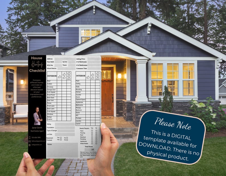 House Hunting Checklist Canva Template: Realtor Tool for First-time ...