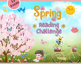Spring Reading Challenge for Kids Reading Bingo Printable Spring Break Activity Homeschool Reading Log Educational Reading Game