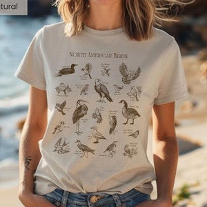 Vintage Bird Guide Unisex T-Shirt | Cottagecore Gift For Birder, Hiker, Camping or Nature Lover | Forestcore Aesthetic Birdwatching Shirt