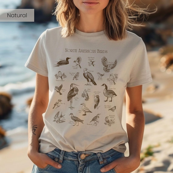 Vintage Bird Guide Unisex T-Shirt | Cottagecore Gift For Birder, Hiker, Camping or Nature Lover | Forestcore Aesthetic Birdwatching Shirt