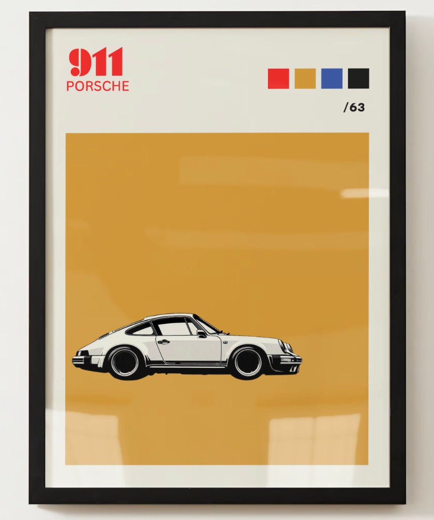 Porsche 911 Mid-century Modern Poster - Etsy
