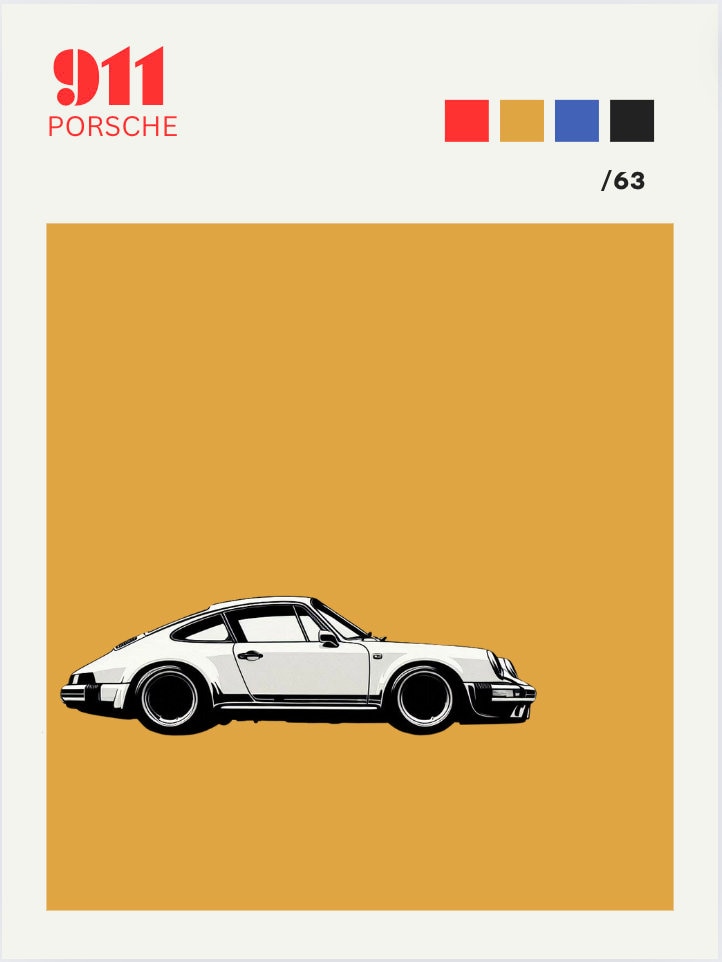 Porsche 911 Mid-century Modern Poster - Etsy