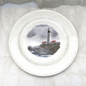 Handmade Ceramic Decorative Plate, Decorative Plate, Coastal Decor, Ceramic Plate with Lighthouse Decor, Decorative Dish, 11 Inch Plate