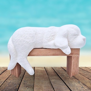 Handmade Ready to Paint Ceramic Sleepy Shelf Dog Figurine, Paintable Bisque Ceramic Dog Statue, Dog Mom Gift, Unpainted Ceramic Dog To Paint