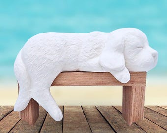 Handmade Ready to Paint Ceramic Sleepy Shelf Dog Figurine, Paintable Bisque Canine Statue, Dog Mom Gift, Unpainted Ceramic Dog To Paint