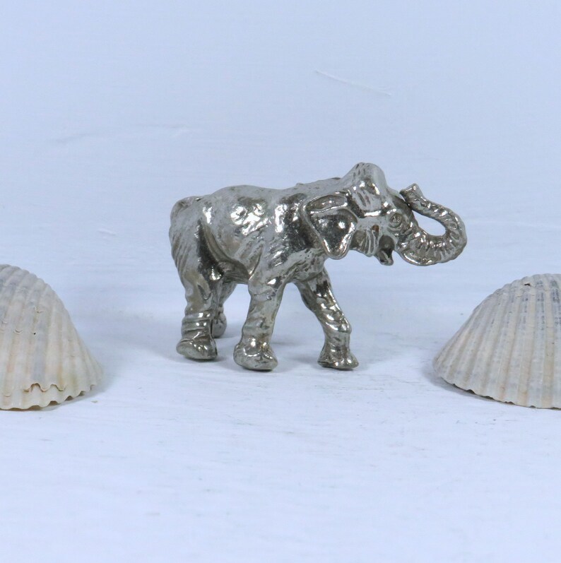 Vintage Pewter Elephant Figurine / Pewter Elephant Statue / Etsy