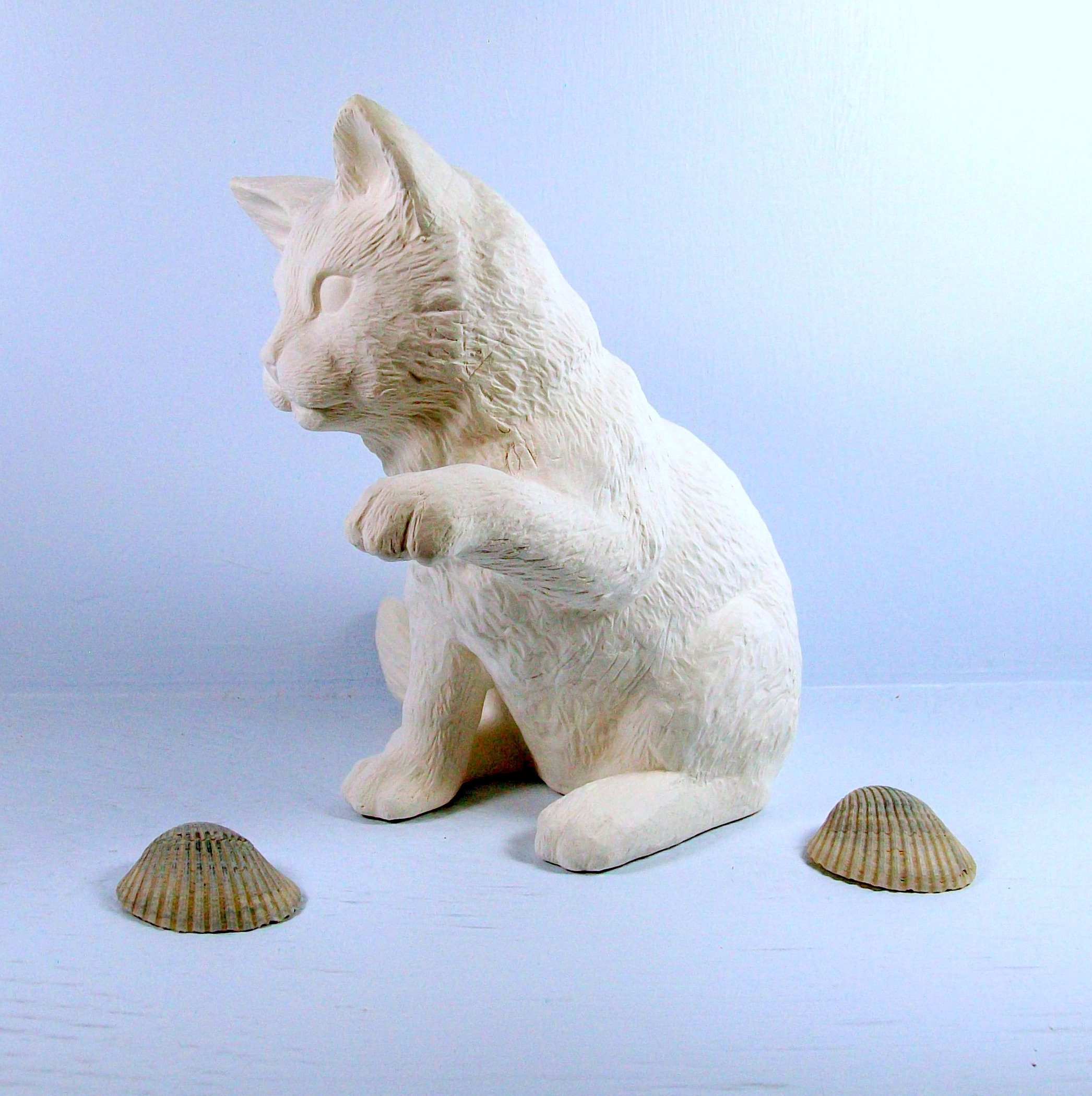 Ceramic Cat Figurine / Unpainted Ceramic Cat Statue / Ceramics Etsy