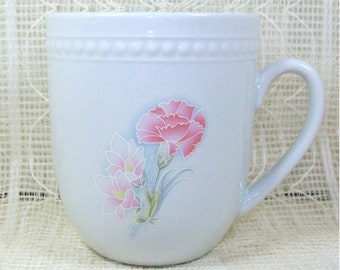 Flower Ceramic Coffee Mug / Coffee Cup With Pink Flower / Tea Mug / Beverage Container / Floral Decor / Inspirational Mug
