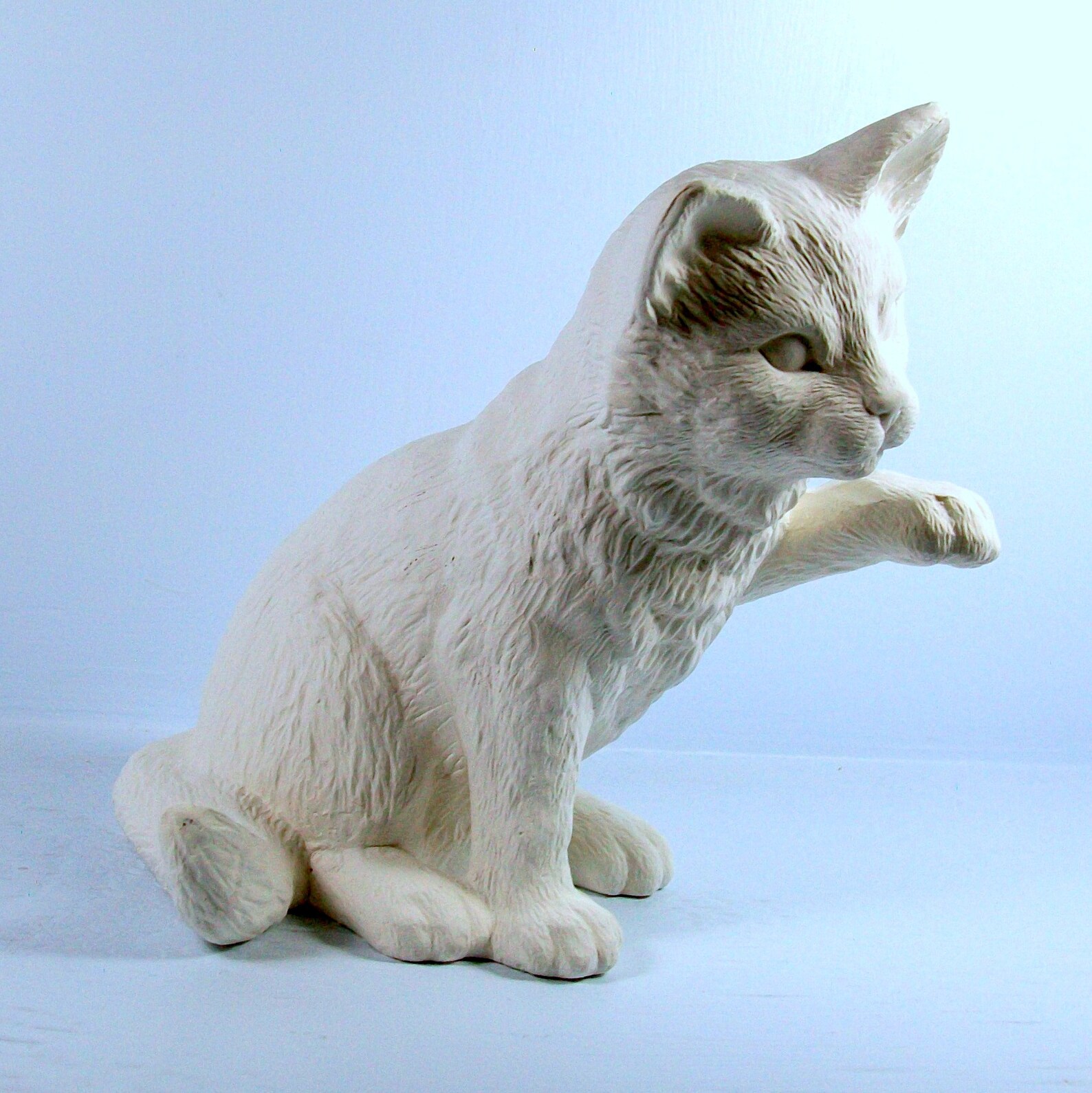 Ceramic Cat Figurine / Unpainted Ceramic Cat Statue / Ceramics Etsy