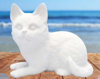 Ready to Paint Ceramic Bisque Cat Figurine / Ceramics to Paint / Paintable Cat Statue / Cat Decor / Cat Gift / Cat Mom / Unpainted Bisque