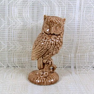 Handmade Ceramic Owl Figurine, Brown Glazed Owl Statue, Owl Decor, Gift for Owl Lover, Bird Statue, Bird Figurine, Woodland Decor