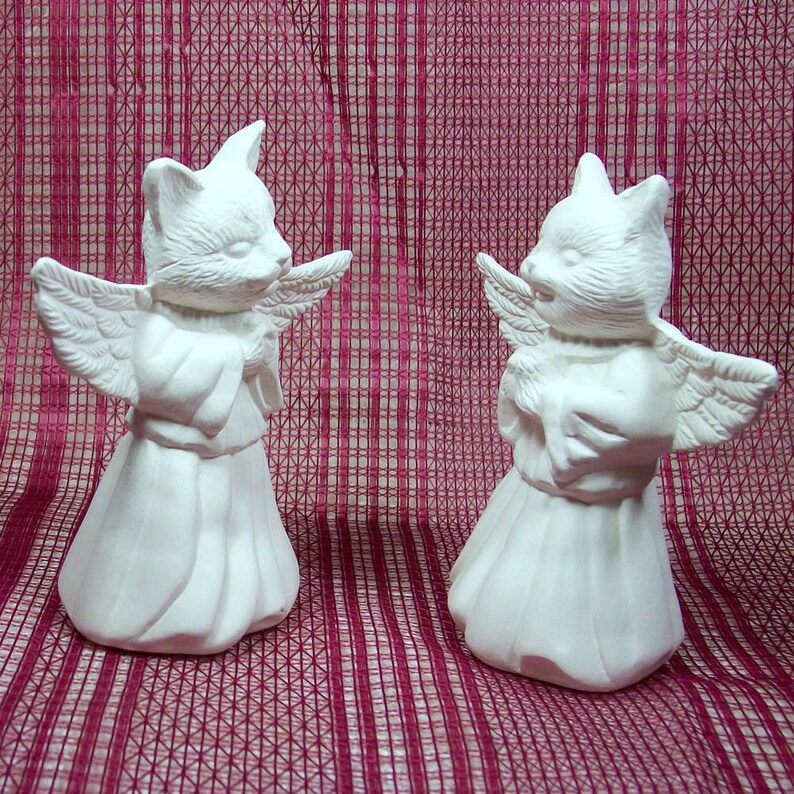 Katze Engel Engel Katzen Unbemalte Keramik Bisqueware | Etsy