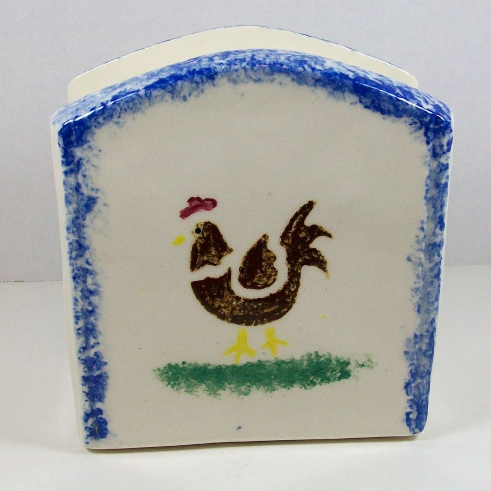 Napkin Holder With Rooster Handmade Ceramic Napkin Holder Etsy